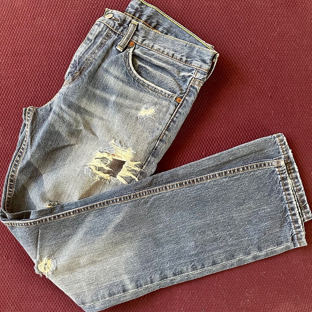 Men's Levis 511 Distressed Blue Jeans, 32x32